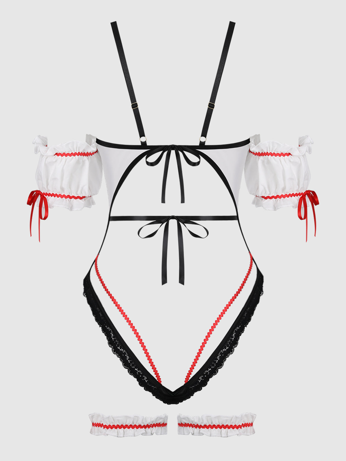 Biergarten Babe Crotchless Teddy with Detachable Garters Costume