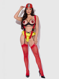 Firehouse Hottie Teddy with Pasties, Hat & Badge Set Costume