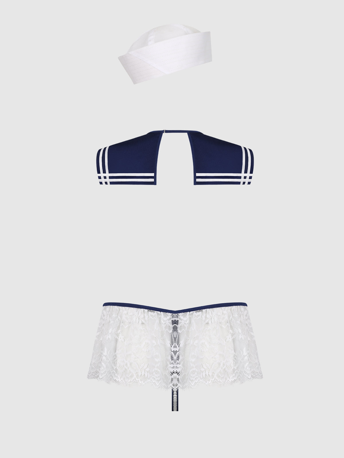 High Tied Sailor Crotchless Teddy with Hat Costume
