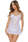 Coquette A-Line Lace Underwire Cups Babydoll White