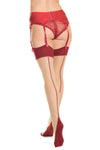 Coquette Cuban Heel Sheer Thigh High Stockings w/Back Seam
