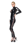 Coquette Darque Gothic Glossy Black Wet Look Jumpsuit-Rebel Romance