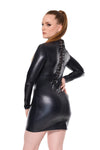 Coquette Darque Lace Up Wet Look Reversible Dress Black-Rebel Romance