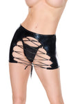 Coquette Darque Lace Up Wet Look Reversible Skirt Black-Rebel Romance