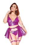 Coquette Darque Queen Wet Look Bralette and Thong Bra Set Purple-Rebel Romance