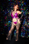 Coquette Darque Queen Wet Look Bralette and Thong Bra Set Purple-Rebel Romance