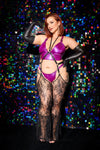 Coquette Darque Queen Wet Look Bralette and Thong Bra Set Purple-Rebel Romance