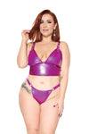 Coquette Darque Queen Wet Look Bralette and Thong Bra Set Purple-Rebel Romance