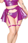 Coquette Darque Queen Wet Look Laser Cut Flared Skirt Purple-Rebel Romance
