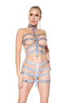 Coquette Darque Reflective Silver Harness Set One Size-Rebel Romance
