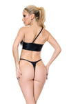 Coquette Darque Wet Look Asymmetrical Teddy Black-Rebel Romance