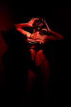 Coquette Darque Wet Look Asymmetrical Teddy Black-Rebel Romance