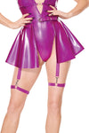 Coquette Darque Wet Look Laser Cut Flared Skirt Purple-Rebel Romance