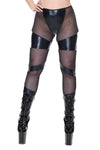 Coquette Darque Wet Look Paneled Mesh Pants Black-Rebel Romance