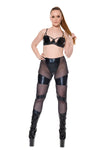 Coquette Darque Wet Look Paneled Mesh Pants Black-Rebel Romance
