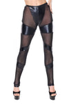 Coquette Darque Wet Look Paneled Mesh Pants Black-Rebel Romance