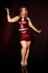 Coquette Darque Wet Look Red Leopard Skirt-Rebel Romance