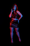 Coquette Darque Wet Look Red Leopard Skirt-Rebel Romance