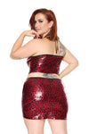 Coquette Darque Wet Look Red Leopard Skirt-Rebel Romance