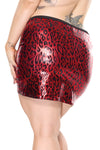 Coquette Darque Wet Look Red Leopard Skirt-Rebel Romance