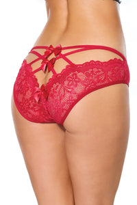 Coquette Lingerie Sexy Lace Strappy Bow Back Bikini Panty Red