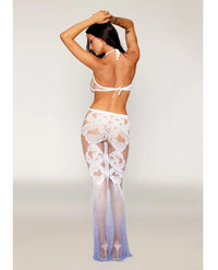 Dreamgirl Deep Plunge Halter Seamless Bodystocking Gown White/Lavender