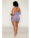 Dreamgirl Queen Asymmetrical One Shoulder Seamless Lace Chemise Lavender-Rebel Romance