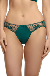 Dita Von Teese Julie's Roses Satin Bikini Panty Deep Teal
