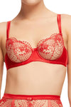 Dita Von Teese Julie's Roses Sheer Mesh Unlined Bra Roses Red