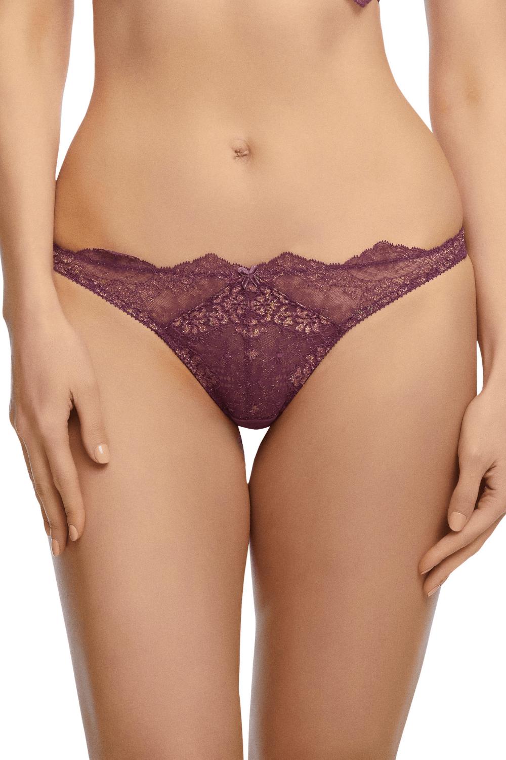 Dita Von Teese Lurex Lace G-String Panty Amethyst