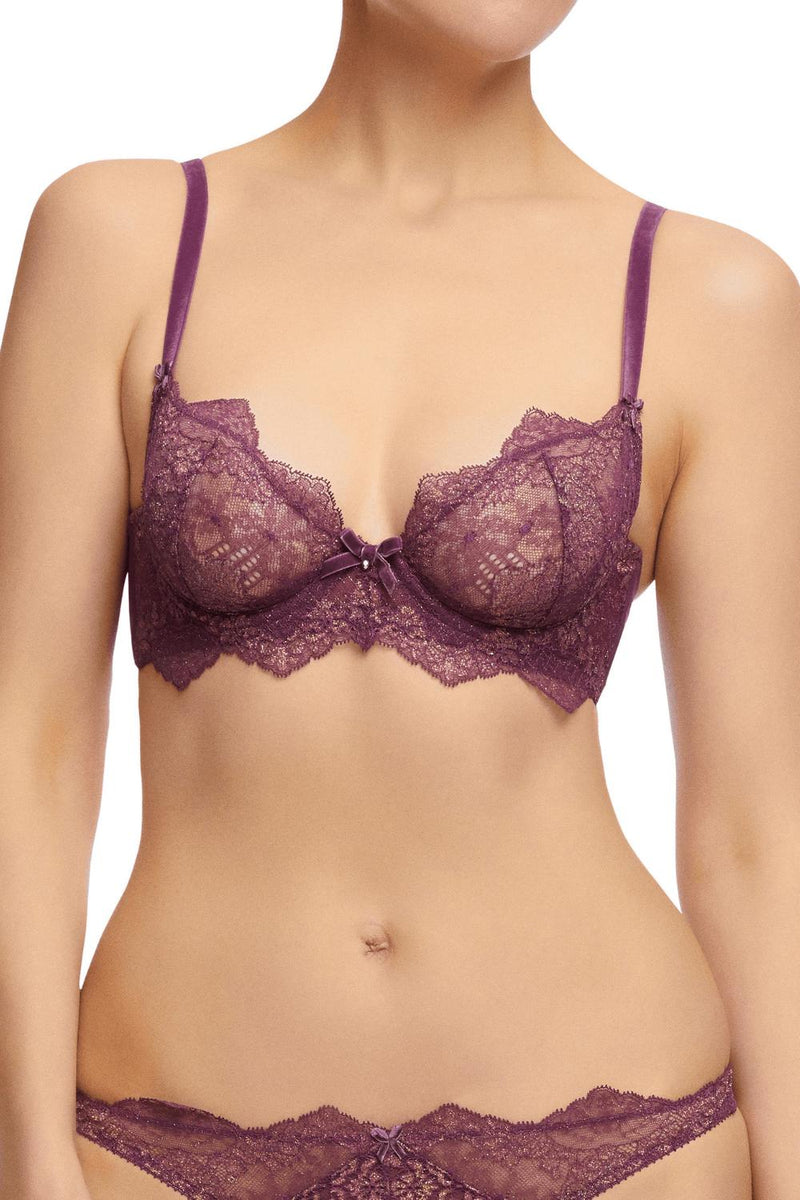 Dita Von Teese Lurex Lace Unlined Bra Amethyst