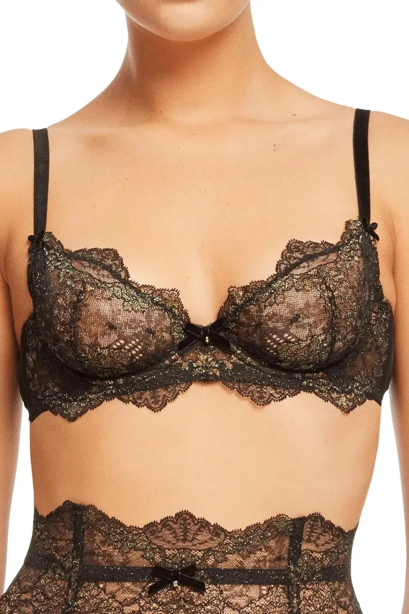 Dita Von Teese Lurex Lace Unlined Bra Black