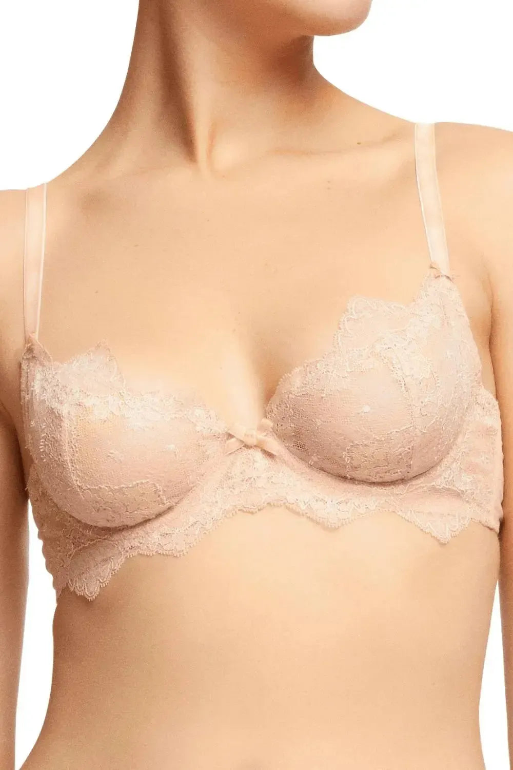 Dita Von Teese Lurex Lace Unlined Bra Vintage Peach