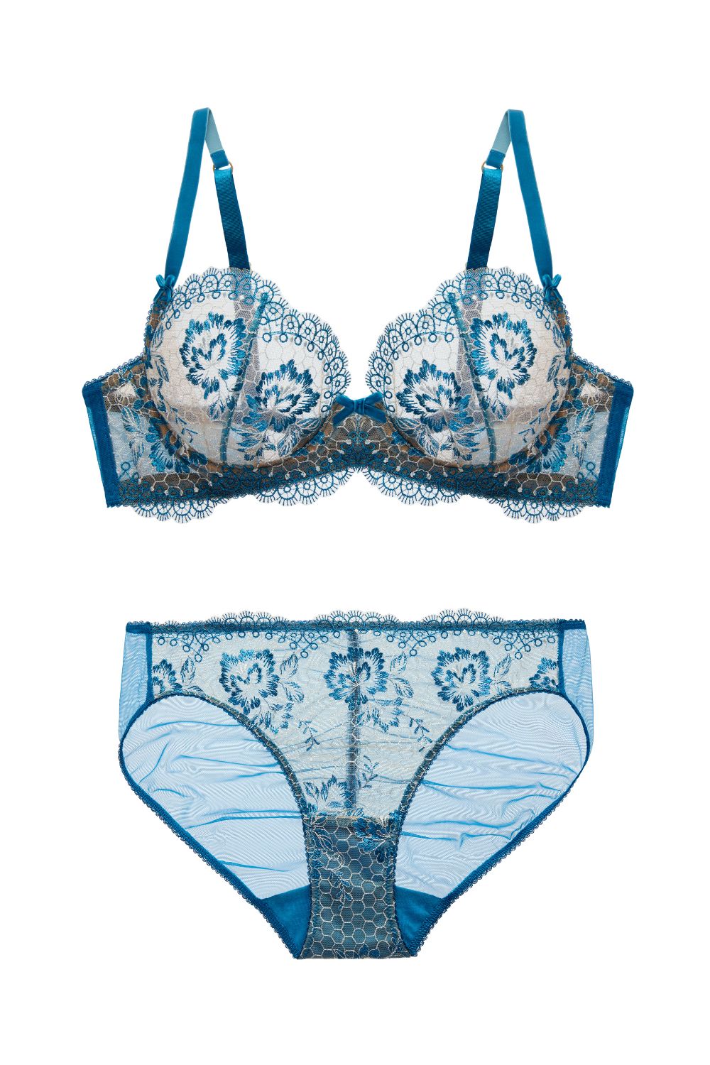 Evelina Unlined Bra and Bikini Set Ocean Blue