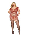 Dreamgirl Queen Rhinestone Seamless Chemise & Mini Suspender Clips Ox Blood-Rebel Romance