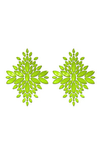 Fantasy Fashion Pasties Set: Neon Green Crystal Pasties