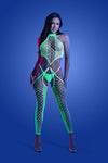 Fantasy Glow High Voltage High Neck Bodystocking & G-string Neon Green