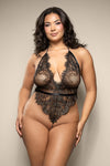 Fantasy Lingerie Opulence Pearl Halter Teddy Black Queen
