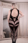 Fantasy Lingerie Queen Cross Faded High Neck Crotchless Bodystocking-Rebel Romance