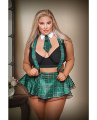 Fantasy Lingerie Queen Play Slither'n To Your DM's School Girl Green Plaid-Rebel Romance