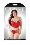 Fantasy Lingerie Queen Plus Carmen Wetlook Cropped Bustier & Panty Set Red-Rebel Romance