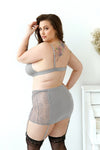 Fantasy Lingerie Queen Plus Layne Bralette Gartered Bra Set Gray-Rebel Romance