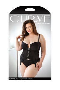 Fantasy Lingerie Queen Plus Sloan Curve Bustier & Panty Black-Rebel Romance