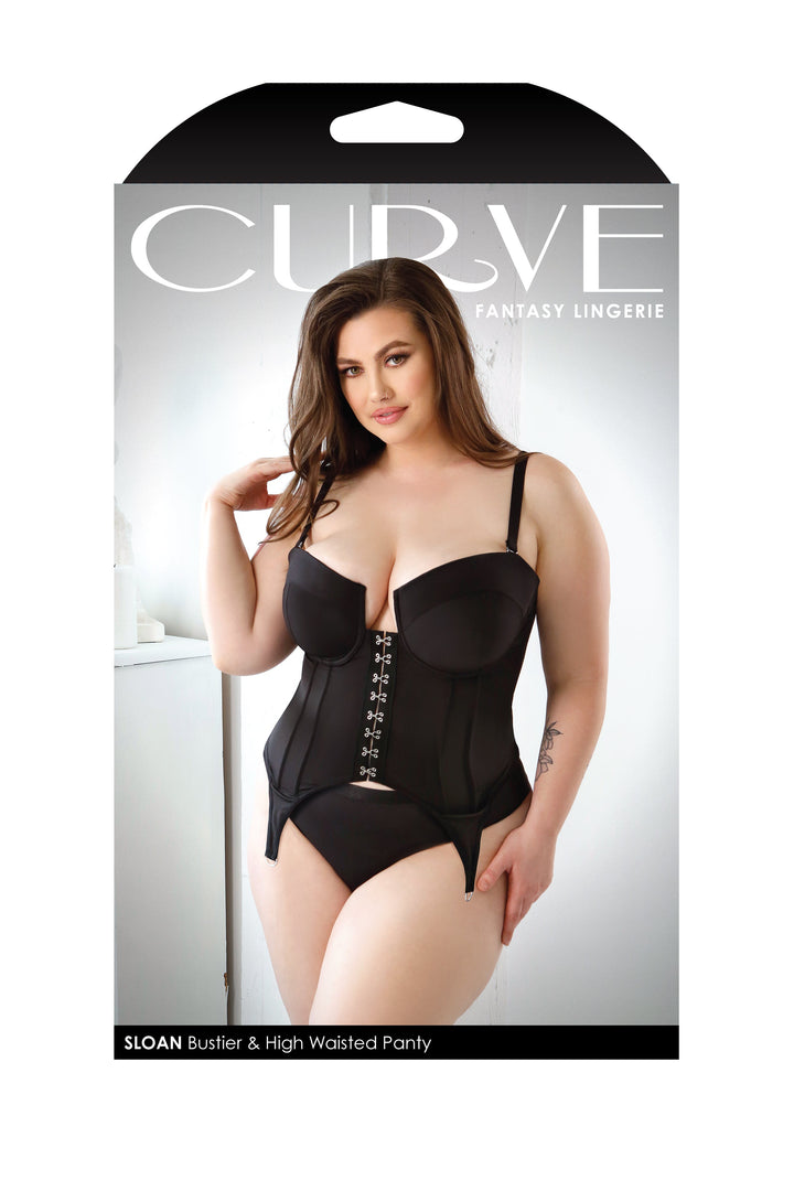 Fantasy Lingerie Queen Plus Sloan Curve Bustier & Panty Black