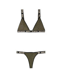 Fantasy Lingerie Queen Vibes BO$$ B*tch Bralette & Thong Panty Set-Rebel Romance