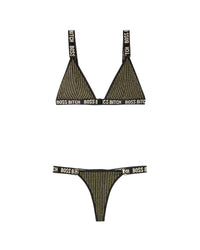 Fantasy Lingerie Queen Vibes BO$$ B*tch Bralette & Thong Panty Set-Rebel Romance