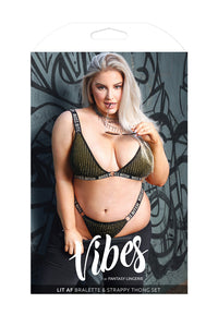 Fantasy Lingerie Queen Vibes BO$$ B*tch Bralette & Thong Panty Set-Rebel Romance
