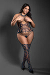 Fantasy Lingerie Sheer No Mistakes Crotchless Teddy Bodystocking Navy Queen