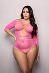 Fantasy Lingerie Vixen Wide Awake Rhinestone Top & Panty Set Pink Queen
