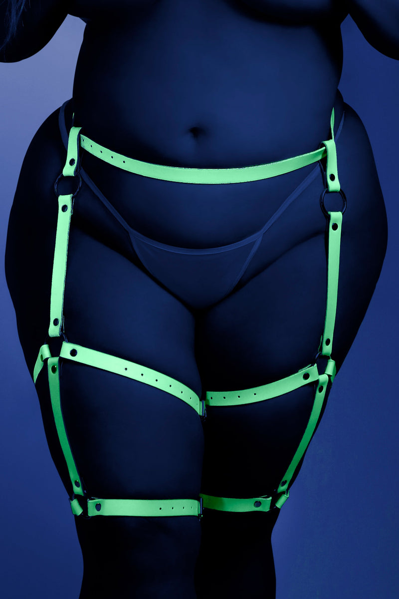 Fantasy Glow Black Light Buckle Up Leg Harness Light Blue
